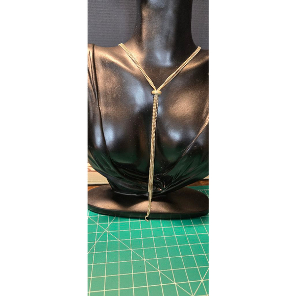 Necklace 925 sterling 3 strands lariat style pre-owned light gold - Picture 2 of 10